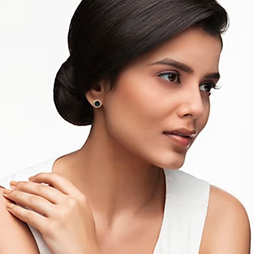 Nilu's Collection Daily Use, Light Weight Cubic Zircon Stud Earrings| Perfect for baby girls, office goers (Green: Rose Gold) 3