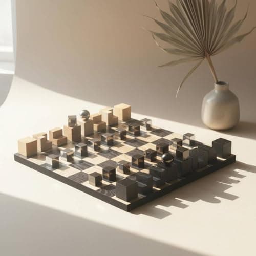 SNAPPSY Modern Minimalist Wooden Chessboard Decor Creative Design Geometric Wood Board High-End Look for Living Room, Entryway, Showroom, 35-35-6-7cm 5