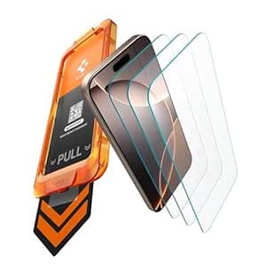 Spigen AlignMaster S Tempered Glass Screen Guard for iPhone 16/15 [3 Pack]