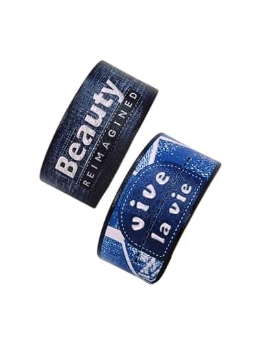 Beauty Reimagined - Dark Navy Blue + Vive la Vie - Blue Denim Ripped Jeans Print Fashion Bracelets Combo | Unisex Designer Wristbands | Premium, Limited Edition, Gift Ready| Handcrafted in India