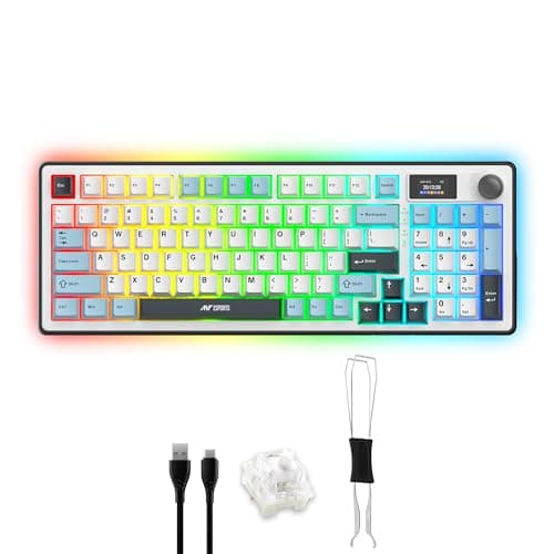 Ant Esports Apex 300 Tri-Mode (2.4GHz-BT-Wired) 5Layer Gasket Mount Mechanical Keyboard, 95Key Anti-Ghosting + Knob, OLED Display, RGB, KTT Hot-Swap Switches,1000Hz Polling, 4000mAh for PC Mac Laptops