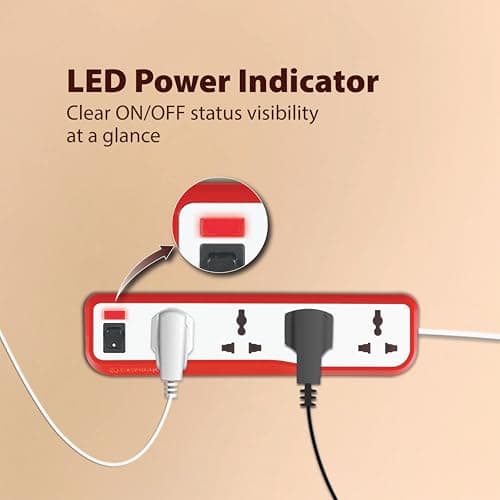 Havells EcoStar 4+1 Extension Board | Overload, Over Current & Over Voltage Protection | 4 Mtr Copper Wire | ISI Certified Wire & Plug | Universal 3 Pin 4 Sockets | LED Indicator | Home & Office Use 5