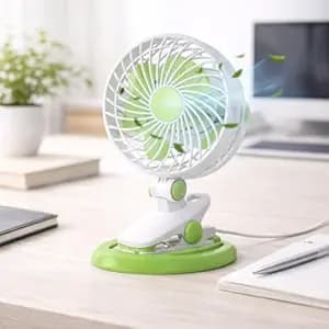 Gesto Rechargeable Clip Fan with 1800mAh Battery, Portable Mini Table Fan with 3 Speed Modes, USB Powered Quiet Fan for Study Table, Bedside, Office, Kitchen, Baby Cot,Stroller & Travel