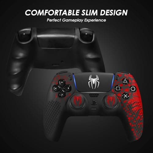 LATALI Silicone Cover Compatible PS5 Controller, Anti-Slip Silicone Skin & Grip Cover with Thumb Grips, Touchpad Sticker - Protective Case/ Non-Slip PS 5 Controller Accessories Kit (Spider-Man Edition 4