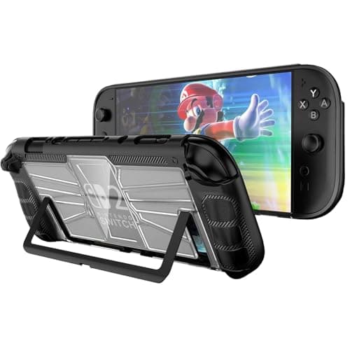 OIVO INDIA Hard Shock-Absorption Anti-Scratch Shell Full Protective Case Compatible with Nintendo Switch 2 2025 Dockable for Switch 2 TPU Protector Transparent Back Cover Skin Gaming (Black)