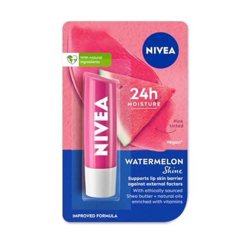 NIVEA Watermelon Shine 4.8g Lip Balm|24 H Melt in Moisture Formula|Natural Oils|Glossy Finish,4.8 g (Pack of 1) 2