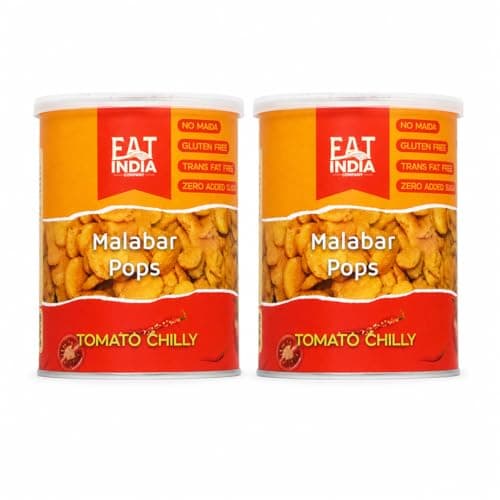 Eat India Company Malabar Pops Tomato Chilly Flavour320g(Pack of 2x160g) No Maida| Zero Added Sugar|Exclusive|Premium