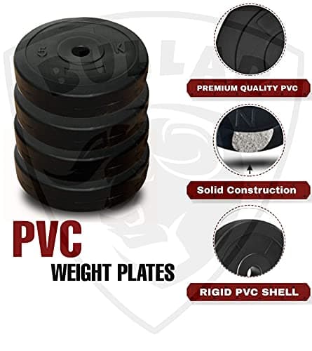 BULLAR Home Gym Set, Home Gym Combo, Home Gym Equipments for Men, Home Gym Kit with 16Kg Weight Plates, 5ft Straight Rod and 3ft curl Rod, 1 Pair Dumbbell rods & Accessories 3