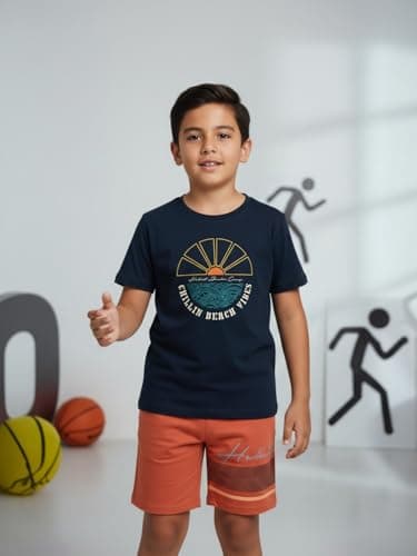 HELLCAT Boys Printed Round Neck T-Shirt with Shorts Set | Multicolor | Pack of 3_Yellow_7-8Years 2