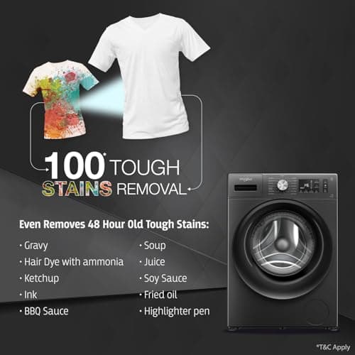 Whirlpool 7 Kg 5 Star Inverter Front Load Washing Machine with In-Built Heater (SUPREME CARE 7012 -E, Midnight Grey, 100+ Tough Stains, Steam Technology, 2025 Model) 4