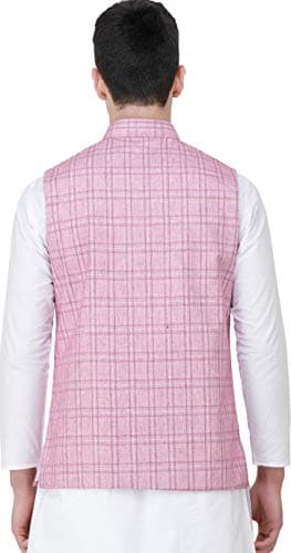 Exotic India Waistcoat with Double Check Pattern and Front Pockets - Color Pastel LavenderGarment Size 42 4