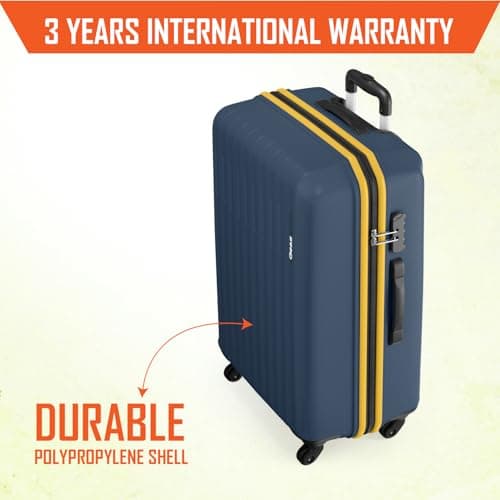 Safari Genius Alley 75cm Large Size Check-in Trolley Bag Hard Case Polypropylene, 4 Spinner Wheels, 360 Degree Wheeling Luggage, Travel Bag, Suitcase for Travel, Trolley Bags for Travel, Navy 2