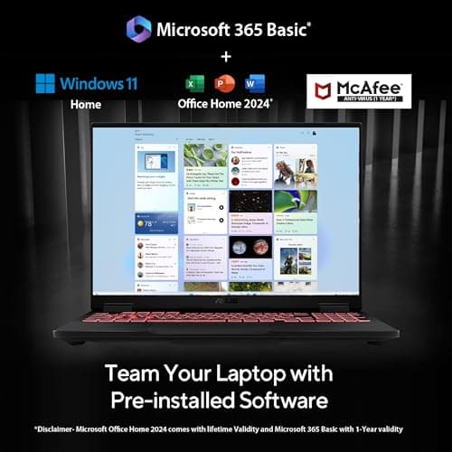 ASUS TUF F16,14th Gen,Intel Core i7 14650HX,Gaming Laptop(RTX 5070-8GB/115W TGP/32GB/1TB /2.5K QHD+/16"/165Hz/90WHrs/Windows 11/M365 Basic (1Year)*/Office Home 2024/Jaeger Gray/2.2 Kg)FX688JPR-QT043WS 2