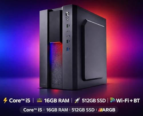 Desktop PC (Core i5-4590 ||16 GB RAM || 512 GB SSD || Wi-Fi || HDMI || VGA || 9 USB Ports || HD Graphics || RGB Lights || Windows 11 Pro || MS Office 2019 & Software 2
