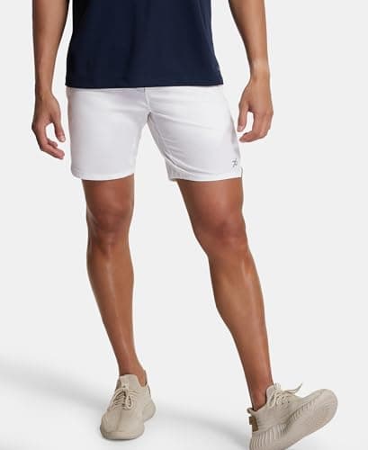 Jockey MV20 Men's Recycled Microfiber Elastane Stretch Straight Fit Solid Shorts with Stay Fresh Treatment_White_M 5
