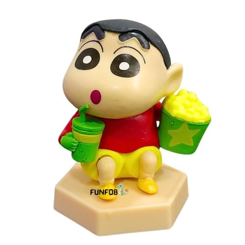 FUNFOB Shinchan Action Figure Toy Size - 7CM Shinchan Figurine Cartoon Figures Toys for Boys & Girls PVC Multicolour | Shin Sitting Popcorn Small