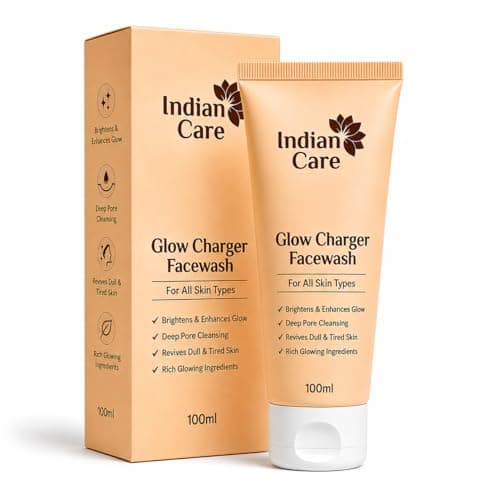 Indian care Glow Charger Facewash with Vitamin C & Niacinamide - Deep Pore Cleansing & Skin Brightening Formula - For All Skin Types - 100ml Pack of 1
