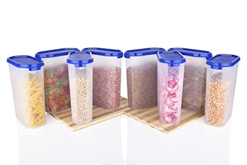 SKY HEART Modular Storage Containers | Organised Kitchen | Stackable | Durable | For Pulses, Rice, Dal, Atta, Flour, Cereals, Snacks, | Set of 8 x2500ML