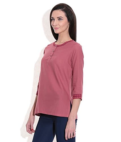 TRIBES INDIA Women's Cotton Regular Kurta (2TXWOMRJ0577_E_S_Pink_X-Large) 3