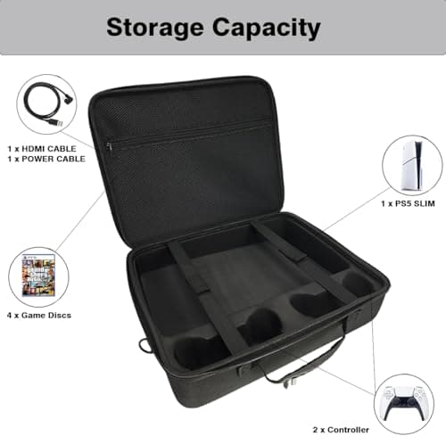 OIVO INDIA Black PS5 Slim Black Nylon Hard Carrying Storage Case Compatible for PS5 Slim Version ONLY (PlayStation 5 Slim Bag) 2