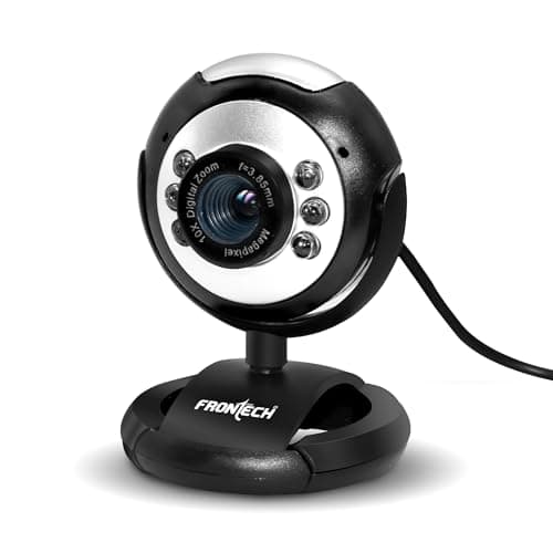 FRONTECH Digital Webcam with Built-in Mic & LED Lights, 30 FPS, Plug and Play USB Interface, Auto White Balance, for Video Calling, Live Streaming, Online Classes, Laptop/PC/TV (2251, Black)
