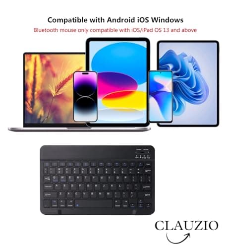 CLAUZIO Wireless Keyboard for IPad,MacOS,Apple,Android or Chrome os Compatible with Pc, Mac, Laptop, Smartphone, Tablet Wireless Bluetooth Multi-Device- Black 4