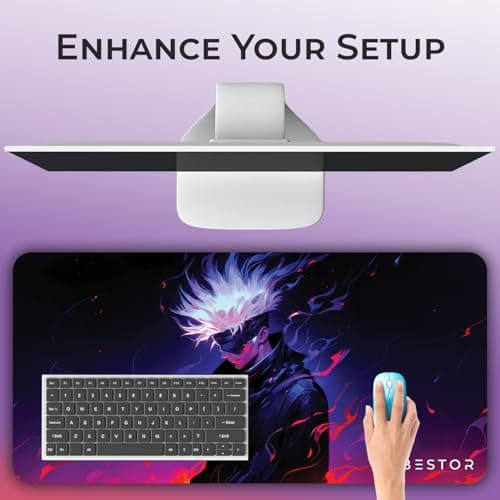 BESTOR Assassin Warrior Gaming Mouse Pad Gojo Mouse pad with Precise Cut Edges, Waterproof Surface & Non-Slip Rubber Base Stitched Edges Gaming Mouse Mat for Laptop (60cmx34cm) 4
