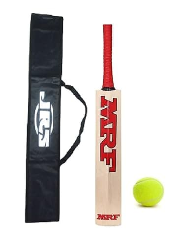 JRS AVS Tennis Cricket bat with Ball (Multibrand Sticker) 8-12 Years Boys,Multicolor,Wood
