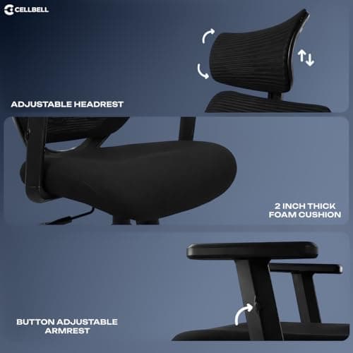 CELLBELL C190 Berlin Office Chair, High Back Mesh Ergonomic Home Office Desk Chair (Black) 4