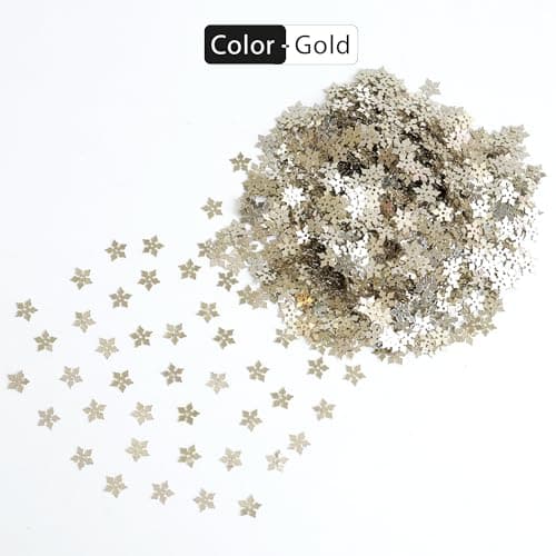 Embroiderymaterial Gold Flower Shape Sequins Sitara for Craft & Embroidery – 8MM Metallic Floral Sequins for Fabric, Jewellery & Decoration Making | 50 Grams 3