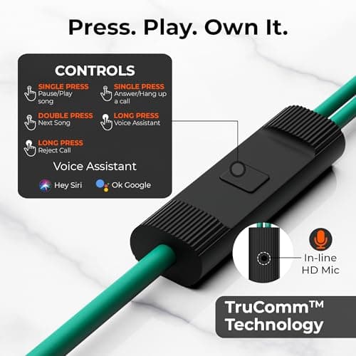 TRIGGR Zing Type-C Wired Earphones with 13mm Driver, in-line Controls, Rich Bass, Mic Wired (Teal Eclipse, in The Ear) 5