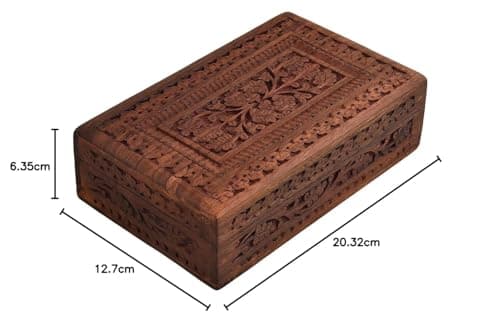 Fine Craft India Handmade Wooden Jewellery Box Set of 3 (Large) | Organizer with Intricate Carvings | Birthday & Anniversary Gift for Women & Men (RH_jewelry_box_2_L_3P) 2