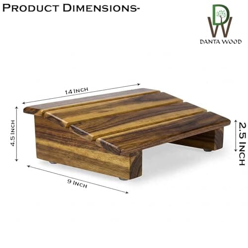 Dantawood Chair Foot Rest for Office in Natural Acacia Wood, Under Desk Foot Stool, Foot Rest Under Table for Office Home- L-14, W- 9, H- 4.3 inch 3