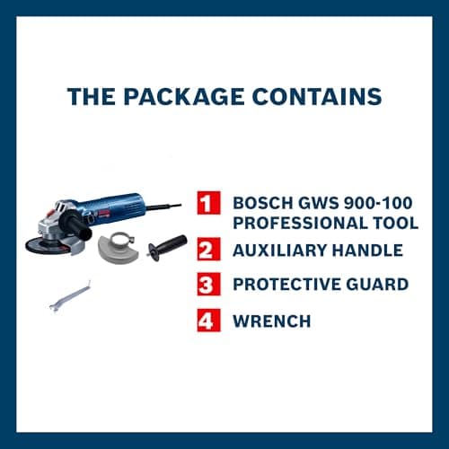 Bosch GWS 900-100 Angle Grinder with 900W Motor, 100mm Disc, M10 Thread, 2-Way Switch & Restart Protection for Heavy Duty Use, Includes Wrench & Box, 6 Months Warranty 2