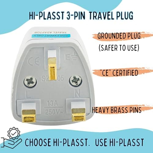 Type-G Plug Adapter UK Converter - (5pcs) India to UK Plug Adaptor for Hong Kong, UAE, Dubai, Singapore England Universal Travel Adapter Power Plug (Pack of 5) 5