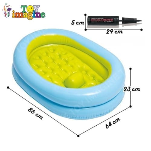 Toy Imagine 3 ft Inflatable Baby Bath Tub – Oval Foldable Swimming Pool for Kids, Boys & Girls | Indoor & Outdoor Use with Manual Hand Pump (86 × 64 × 23 cm, Blue) 2