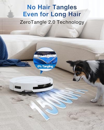 ECOVACS DEEBOT T50 PRO Omni Robot Vacuum and Mop, 3.19” Ultra-Slim, 15,000Pa Suction, ZeroTangle 2.0, TruEdge Edge Cleaning, AIVI 3D Obstacle Avoidance, Auto Mop Wash & Dry, Self-Emptying,White 3