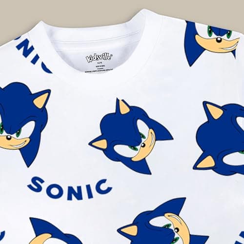 Kidsville Official Sonic Graphic Printed Regular Fit Tshirt for Boys White 4