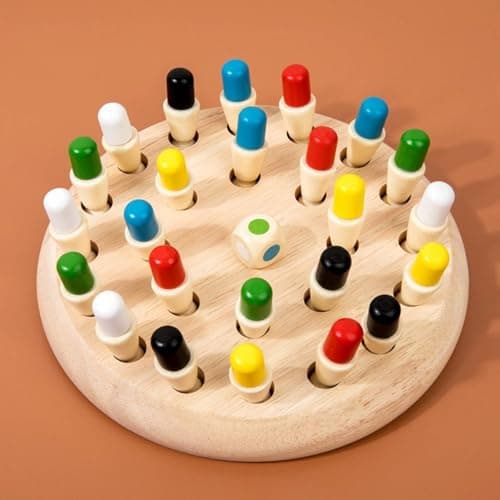 Bnf Parent-Child Interaction Wooden Memory Chess Family Fun Wooden Memory Chess Game Child-Centered Inspired Color Matching Board Game Polished Edges for Preschoolers 2