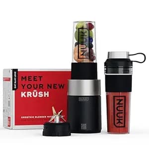 NUUK KRUSH Blender Mixer Grinder | 500W Personal Smoothie Blender with 24,500 RPM | 6-Leaf Blade | Compact Mixer Grinder for Gym, Office, Kitchen | BPA-Free 460ml Go Jar™ | Titanium Alloy Build