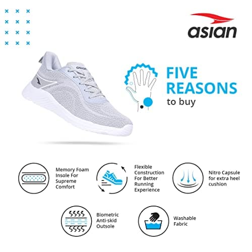 ASIAN Wonder Sports Running,Walking & Gym Shoes with Casual Sneaker Lightweight Lace-Up Shoes for Men's Delta-20 Grey,UK 9 4