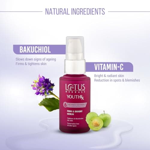 Lotus Herbals YouthRx Firm & Bright Face Serum | Bakuchiol Retinol & Vitamin C | Anti Ageing & Brightening | 30ml 2