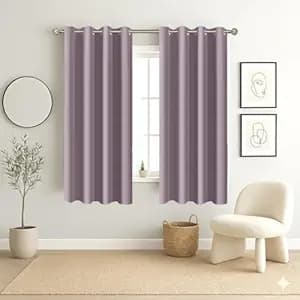 Homestan 75% Blackout Window Curtains 5 Feet Long Set of 2, Room Darkening Parda with Grommet Design for Home Decor (5x4 Feet, Lilac)