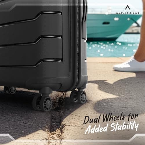 Aristocrat Liberty Set of 3 (Cabin+Medium+Large) Polypropylene Hard Spinner Trolley Bag, 58+68+78Cm|Combination Lock|8 Wheels|3 Years International Warranty|Jet Black 5