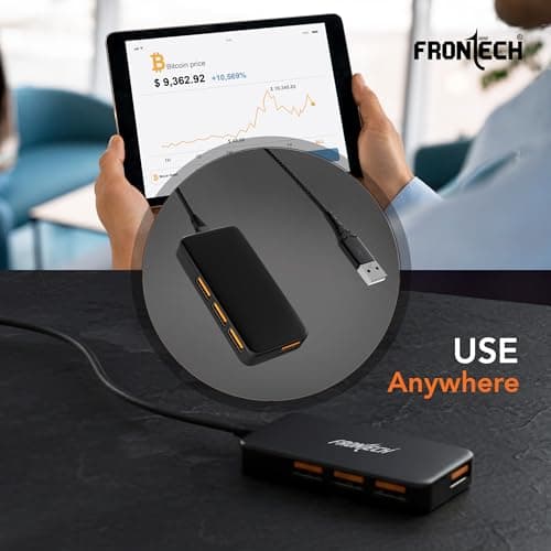 Frontech USB Hub with 4 Port | Switches & LED Indicators | Extra Power Support|480 Mbps Speed - Each Port|Fuse Protection for PC, USB Flash Drives | Backed with 1 Year Warranty (NC-0062) 5