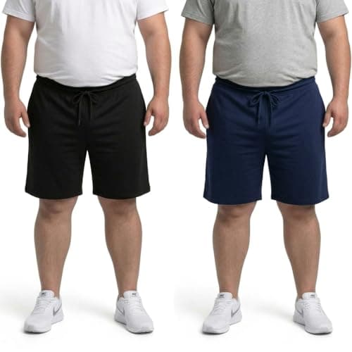Khakey Mens Black and Navy Cotton Knee Length Plus Size Short Pack of 2