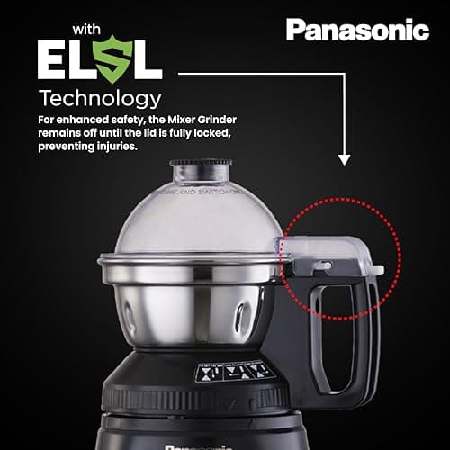 Panasonic Heavy Duty Mixer Grinder For Kitchen MX-AE486 (Light Blue) Monster Series Powerful 2000W Motor |3 Stainless Steel Multipurpose + 1 Juicer Jar |Warranty 2 Years on Product & 5 Years on Motor 3