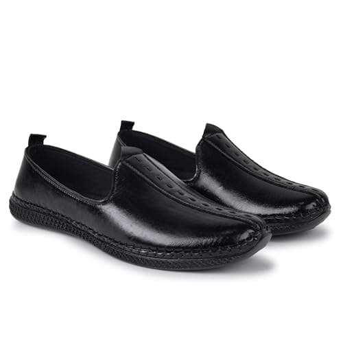 Zixer E7008 Ethnic Wear Wedding Party Half Shoes for Men Mojri Casual Formal Back Open Shoe Casuals for Men Black