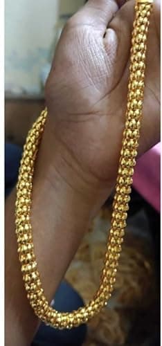 Gold Plated Chain Necklace (26 Inch) for Men & Women | Thick Hollow Long Chain | Lightweight Heavy Look Fashion Jewellery 5