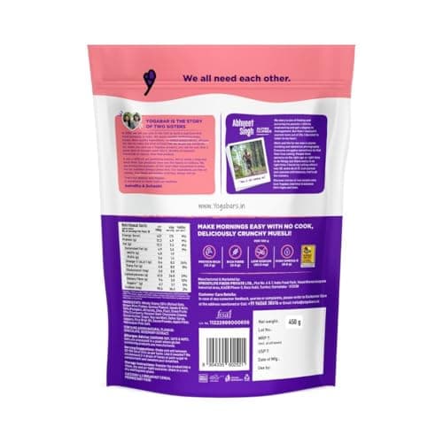 Yogabar Wholegrain Breakfast Muesli 900g (450g x 2), Dark Chocolate Cranberry, 25% Dry Fruits, Nuts and Seeds | Healthy Breakfast Cereals | Gluten Free | Healthy Food for Breakfast | Protein Rich 2